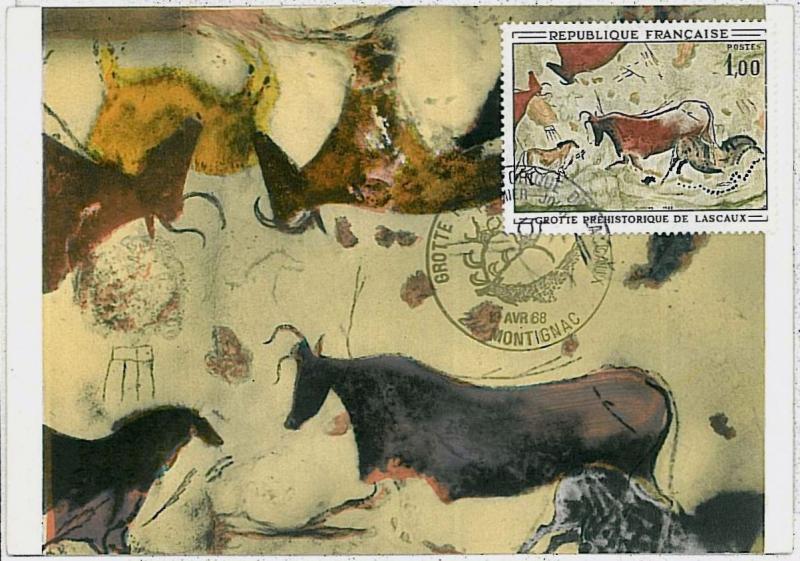 MAXIMUM CARD - POSTAL HISTORY - France: Archaelogy, Hunting, Art, Fauna 1968