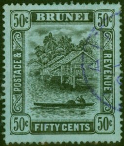 Brunei 1920 50c on Blue-Green SG45a V.F.U