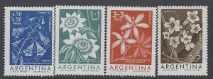 Argentina, Scott #B26-B29, Various Flowers, MNH