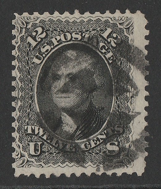 UNITED STATES 1861 Washington 12c black, no grill. Sc 69 cat US$100. 