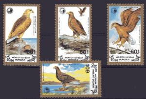 Mongolia 1988 Sc#1700/1703 Eagles-Wildlife Conservation Set (4) MNH