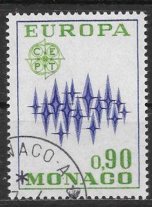 MONACO SG1040 1972 EUROPA 90c DEEP ULTRAMARINE & GREEN USED