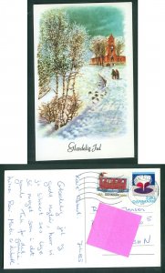 Denmark. Christmas Card 1985. Seal+ 2.80 Kr. Copenh. Going to Church. Trees, Sno