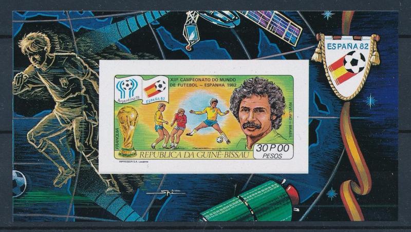 [60478] Guinea Bissau 1981 World Cup Soccer Spain Rivelino Imperf. MNH Sheet