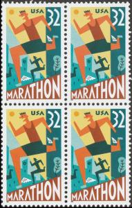 US 3067 Marathon 32c block 4 MNH 1996