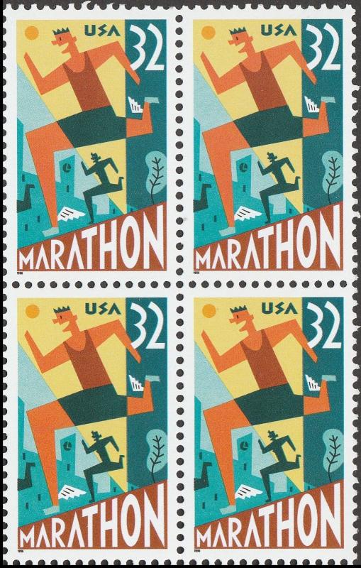 US 3067 Marathon 32c block 4 MNH 1996