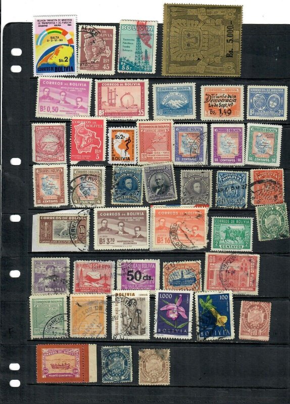 BOLIVIA MIX x 41 ALL DIFFERENT , MINT AND USED  , LOT D