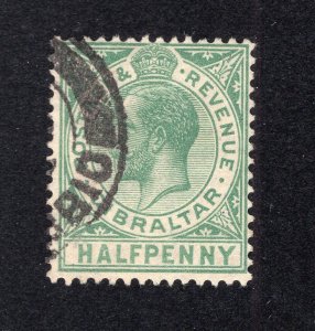 Gibraltar 1926 1/2p green George V, Scott 76 used, value = $1.60