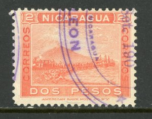 Nicaragua 1900 Momotombo 2 Peso Salmon Scott # 132 VFU W316 ⭐☀⭐☀⭐
