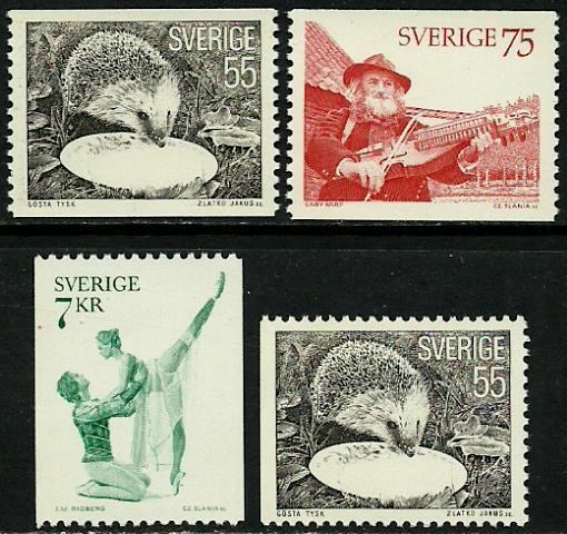 Sweden #1139-42 MNH Set, Hedgehog, Fiddle, Ballet 