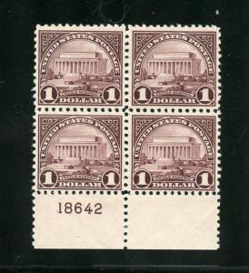 UNITED STATES $1 LINCOLN MEMORIAL BLOCK  SCOTT#571  MINT NH--SCOTT VALUE $320.00