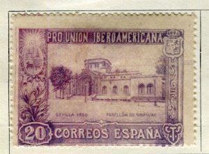 SPAIN; 1930 early Seville Expo issue fine Mint hinged pictorial 20c. value