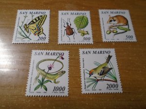 Birds  : San Marino  #  1216-20  MNH