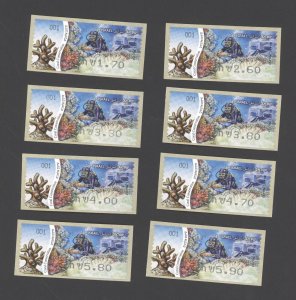 Israel 2012 Marine Life Protection Coral Conservation ATM Labels Set/8 MNH #001