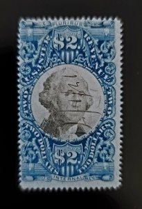 1871 $2 U.S.A. Internal Revenue, Blue & Black, George Washington, R123