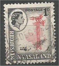 RHODESIA & NYASALAND, 1959, used 1p, V. H. F. Mast, Scott 159