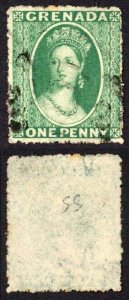 Grenada SG19 1d Green wmk Small Star (sideways) Rough Perf 14.5 Cat 9.50 pounds