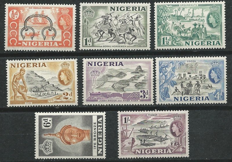 Nigeria # 80-87  QE II Series 1953, to 1 sh.  (8) Unused LH