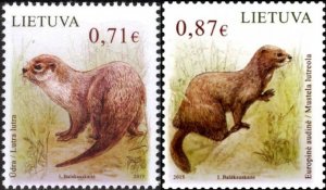 Lithuania 2015 MNH Stamps Scott 1045-1046 Animals Otter Mink