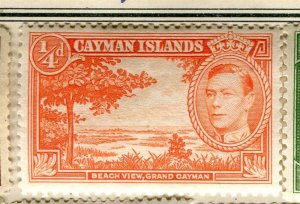 CAYMAN ISLANDS; 1938 early GVI Pictorial fine Mint hinged 1/4d. value