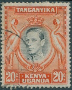 Kenya Uganda and Tanganyika 1938 SG139a 20c black and orange KGVI cranes p14 #4