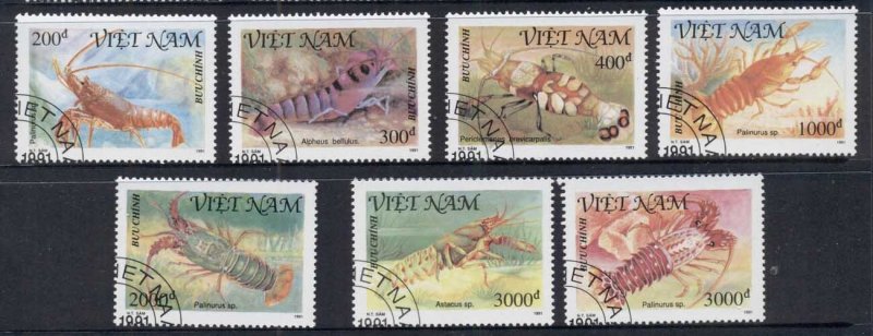 Vietnam 1991 Marine Life Crustaceans, Shellfish CTO