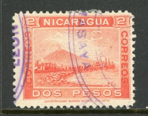 Nicaragua 1900 Momotombo 2 Peso Salmon Scott # 132 VFU W315 ⭐☀⭐☀⭐