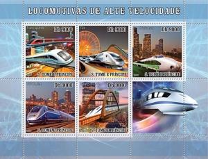 SAO TOME E PRINCIPE 2007 SHEET SPEED TRAINS st7323a