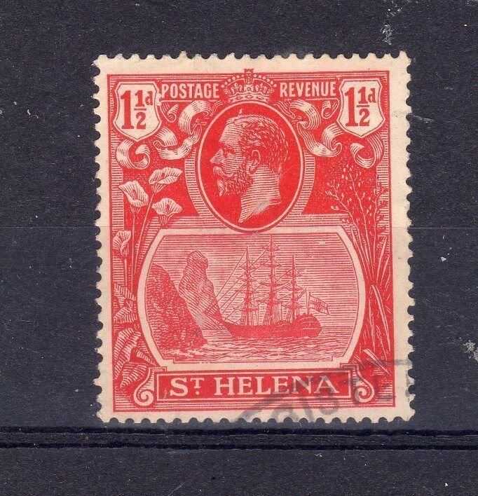 St Helena 1923 1 1/2d broken mast FU CDS