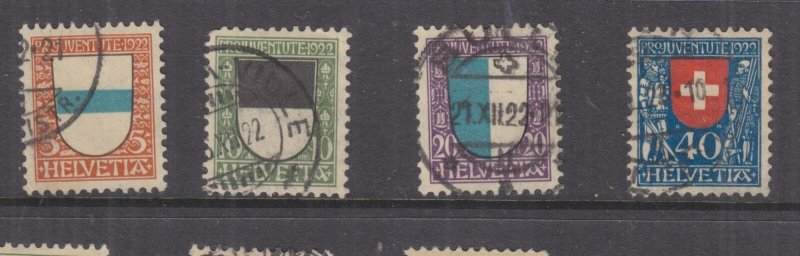SWITZERLAND, PRO JUVENTUTE, 1922 set of 4, used.