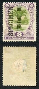 North Borneo SGD3s 3c olive-green and dull purple Perf 15 opt SPECIMEN