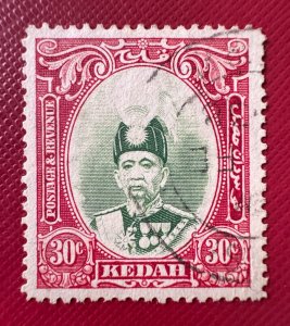 MALAYA 1937 Kedah Sultan Abdul Hamid Halim Shah 30c Fine Used SG#63 M6109