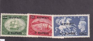 Kuwait scott # 99 - 101 VF OG lightly hinged set nice colors cv $121 ! see pic !