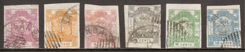 North Borneo - Scott #35//43 - Used/CTO - Imperf - Paper adhesion/rev. - SCV $27