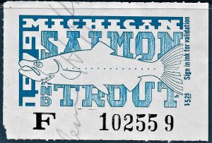 US 1979 MI Trout and Salmon Stamp used