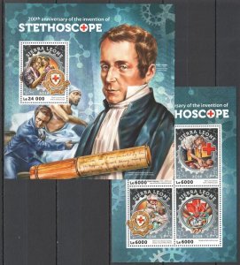 St427 2016 Sierra Leone Invention Stethoscope Red Cross Kb+Bl Mnh