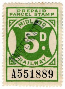 (I.B) Midland Railway : Prepaid Parcel Stamp 5d (Ambersgate)