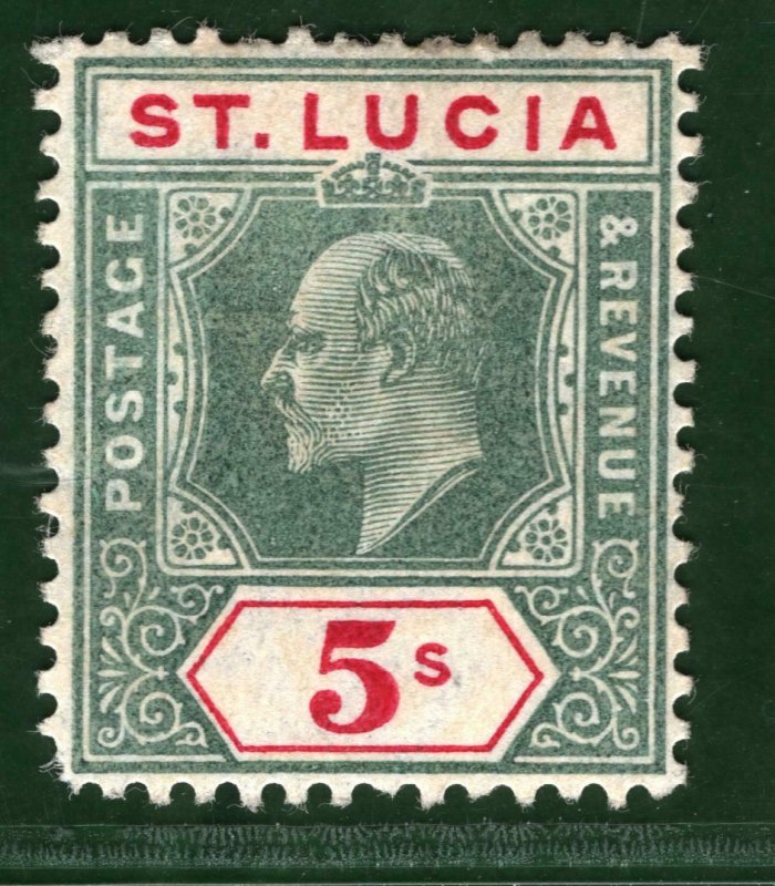 ST LUCIA KEVII Stamp SG.76 5s High Value (1905) Mint MM Cat £85 GRBLUE29