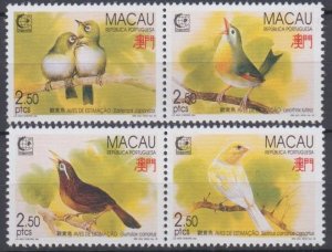 Macau 1995 Pet Birds Stamps Set of 4 MNH