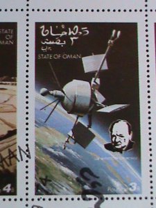 OMAN STAMP-1974 CENTENARY OF WINSTON CHURCHILL-SPACE-CTO FULL SHEET VERY FINE