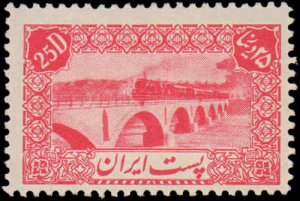 Iran #882, Incomplete Set, 1942-1946, Bridges, Trains, Hinged