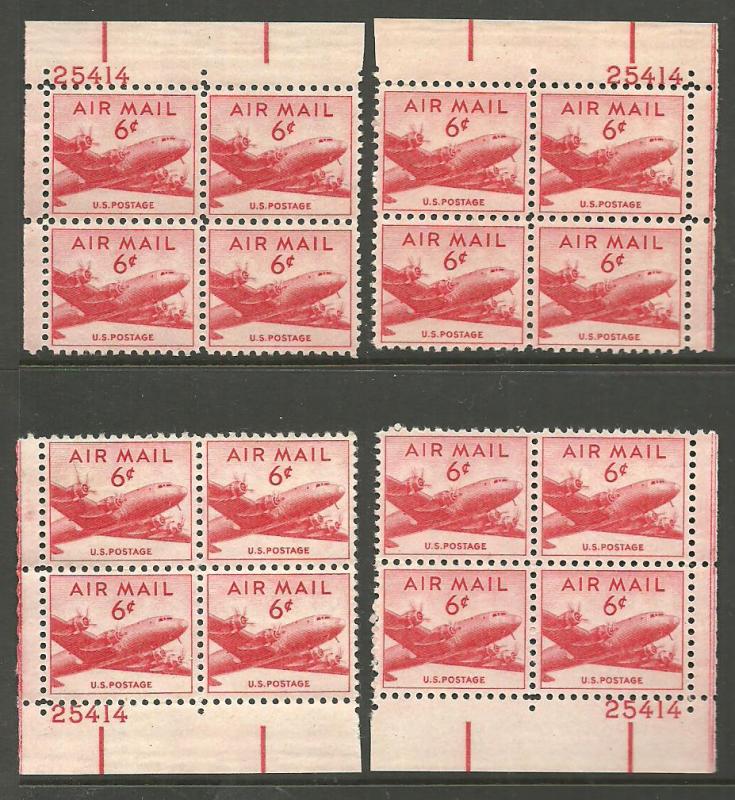 #C39 Skymaster Airmail Plate Block Mint NH #25414