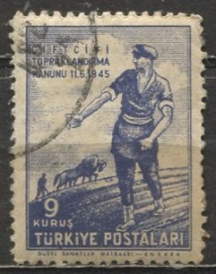 Turkey 1946: Sc. # 943; Used Single Stamp