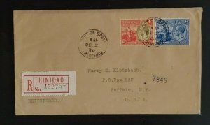 1926 Port of Spain Trinidad to Buffalo New York Registered Stamped Cover