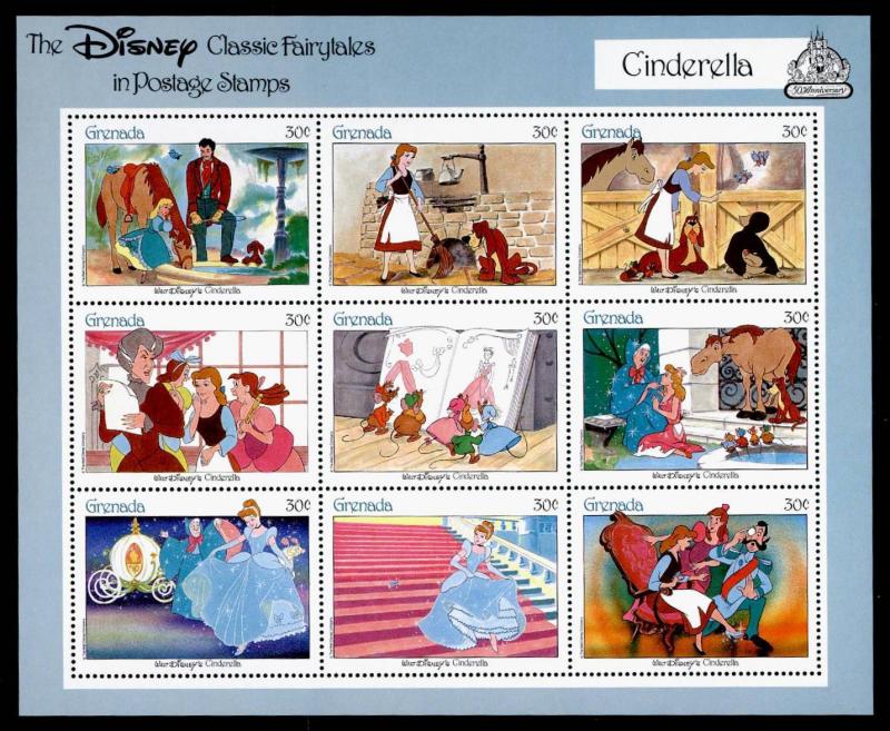 Grenada 1542 MNH Disney, Cinderella, Horse, Dogs