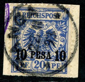 East Africa 1893 Germany 10 Pesa/20 pfg Ultra Sc #4 VFU SON R149