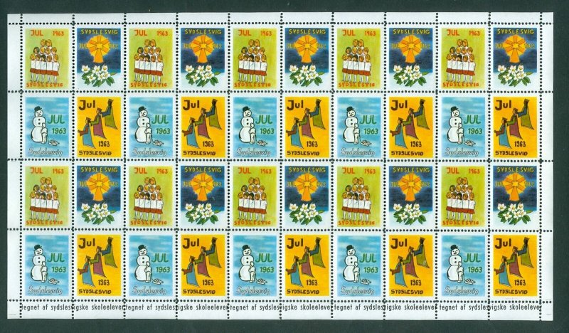 Denmark. 1963  Southslesvig Christmas Sheet MNH, Folded. Snowman, Stars, Choir