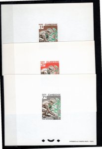 Cambodia 1966 MNH Sc 160-2 DELUXE SOUVENIR SHEETS