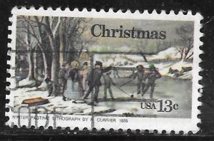 USA 1703: 13c Winter Pasttime, by Nathaniel Currier, used, VF