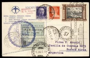 Italy 1933 Graf Zeppelin Romfahrt Si208M 2nd SAF Argentina 15L Cover 91884